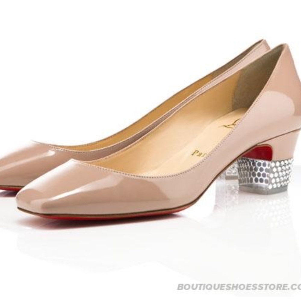 Christian Louboutin Gloria Pump 45 Patent Calf Nude 38